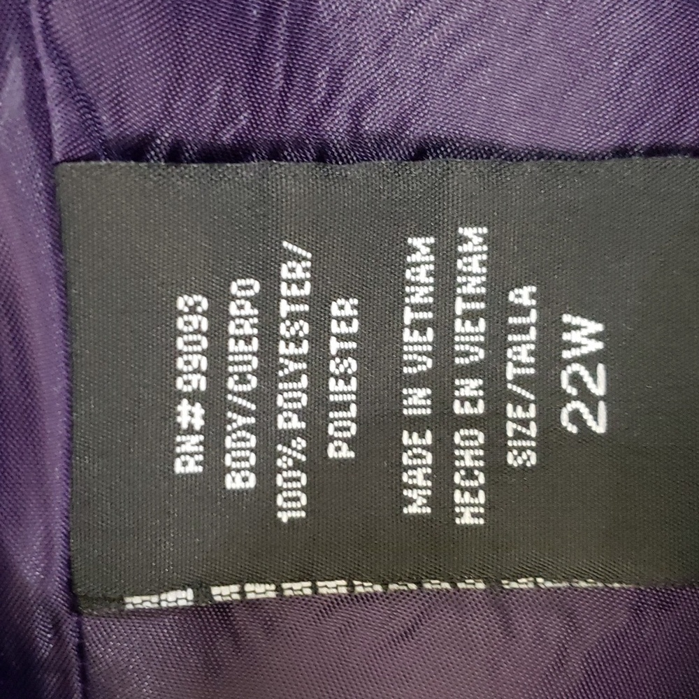 2 piece suit purple metallic blazer&skirt set size 22W. - Picture 12 of 13